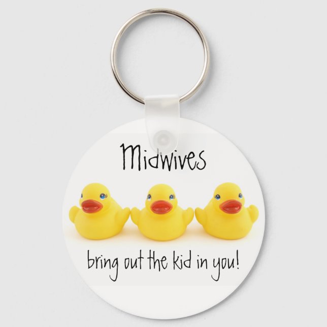 Midwives and Yellow Rubber Ducks Key Ring (Front)