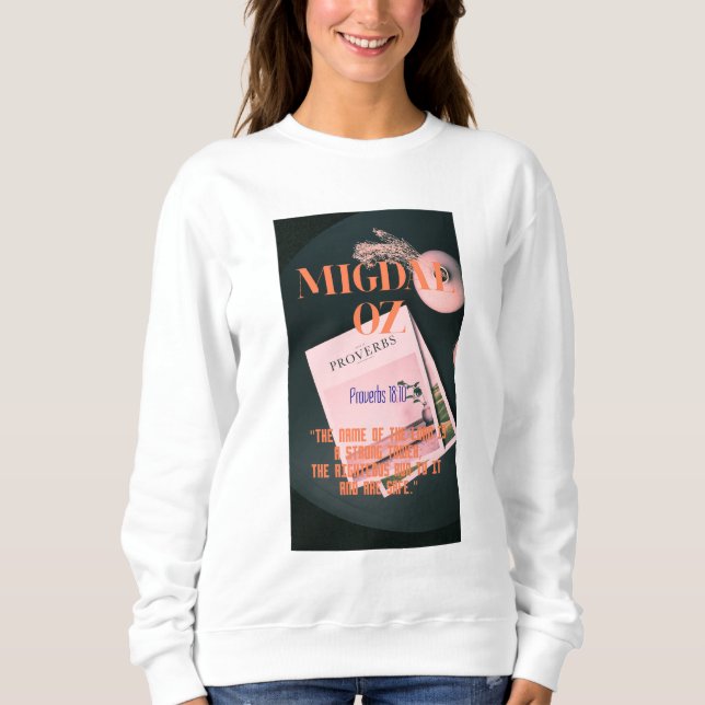 "Migdal-Oz" Proverbs 18:10 Christian sweatshirt (Front)