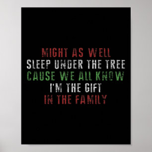 Might As Well Sleep Under The Tree Christmas Retro Poster