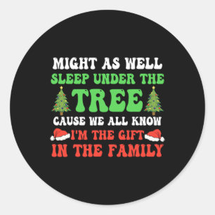 Might as Well Sleep under the Tree Kids Christmas Classic Round Sticker