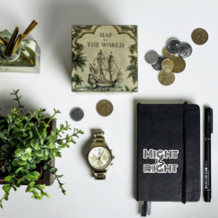 Might is right motivational white black sticker