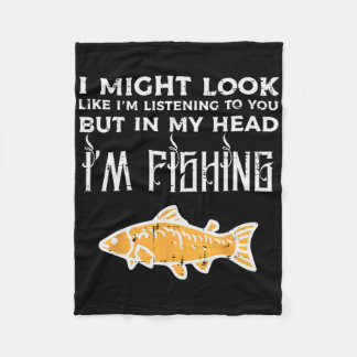 Might Look Like Listening Fishing Funny Angler Men Fleece Blanket