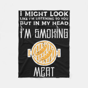 Might Look Listening But Grilling Bbq Byrbecue Men Fleece Blanket