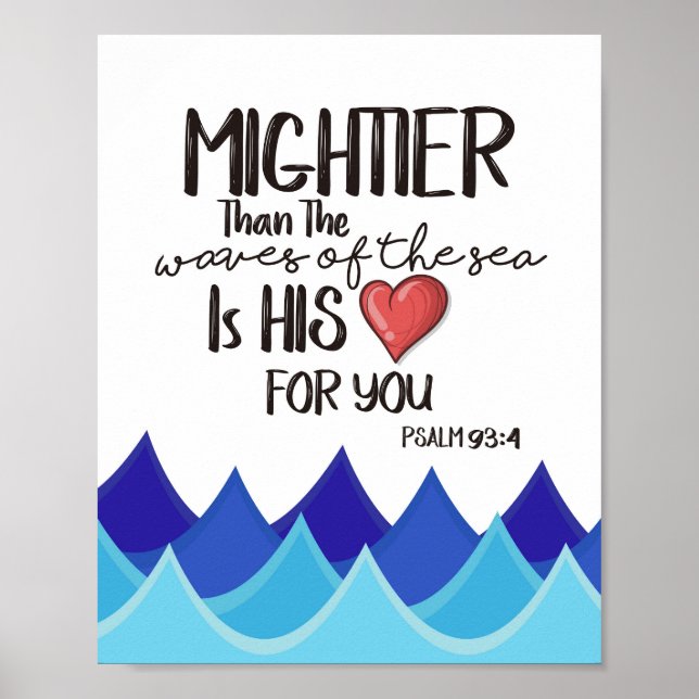 Mightier Than The Waves Bible Verse Wall Art (Front)