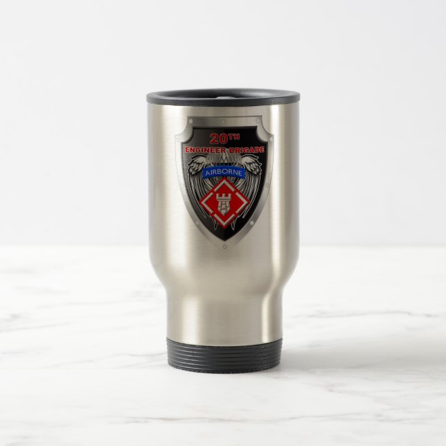 Mighty 20th Engineer Brigade-Airborne Crest Travel Mug (Center)