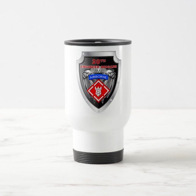 Mighty 20th Engineer Brigade-Airborne Crest Travel Mug (Center)