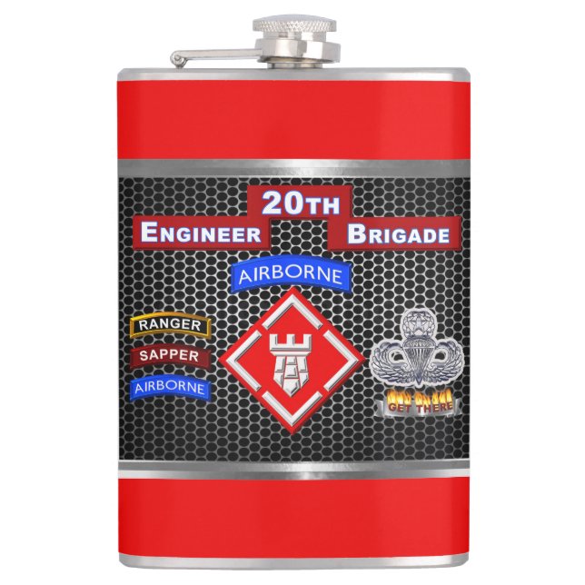 Mighty 20th Engineer Brigade-Airborne Hip Flask (Front)