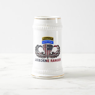 Mighty Airborne Ranger Paratrooper Beer Stein