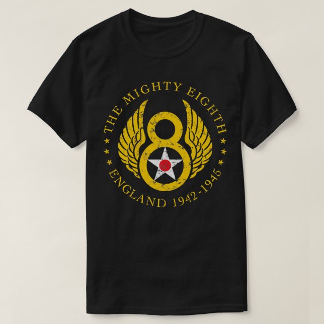 Mighty Eighth - 8th Air Force USAAF B-17 & B-24 Bo T-Shirt (Design Front)