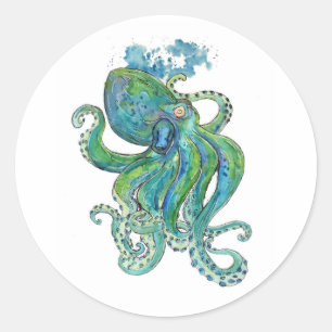 Mighty Green Kraken Classic Round Sticker