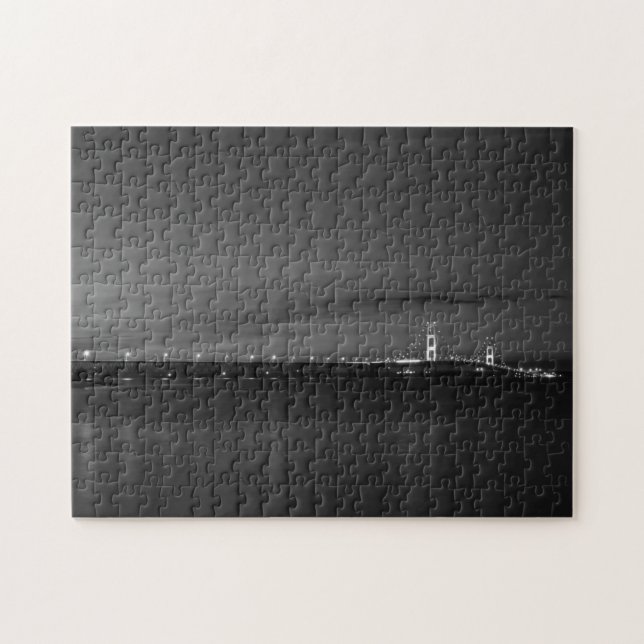 Mighty Mac At Night Pano Grayscale Jigsaw Puzzle (Horizontal)