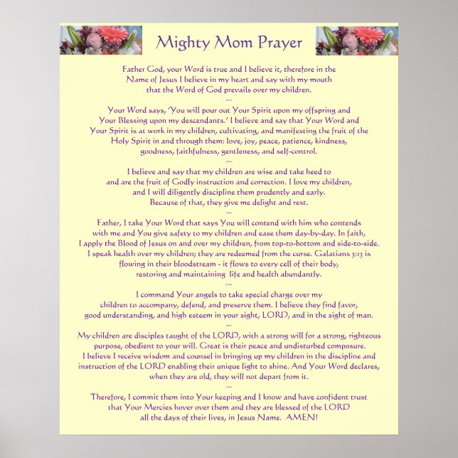 Mighty Mum Prayer Poster (Front)