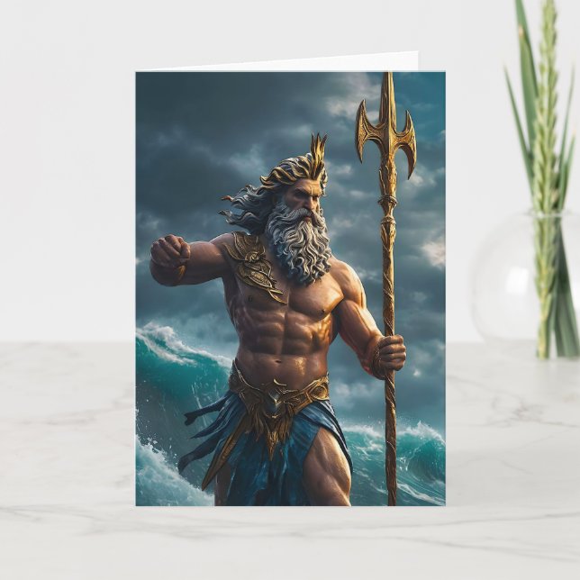 Mighty Poseidon Gay Greetings Card (Front)