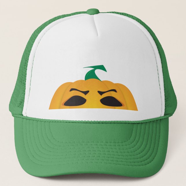 Mighty Pumpkin Stare Trucker Hat (Front)