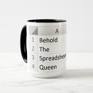 Mighty Spreadsheet Queen, Excel Black Mug