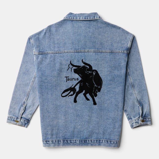 Mighty Taurus the Bull Zodiac Denim Jacket (Back)