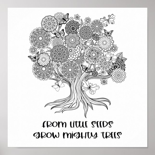 Mighty Trees Positivity Mindfulness Colour Your Ow Poster (Front)