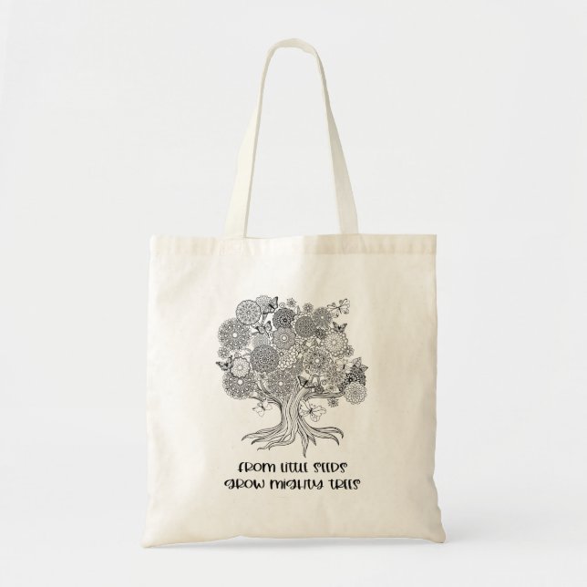 Mighty Trees Positivity Mindfulness Colour Your Ow Tote Bag (Front)