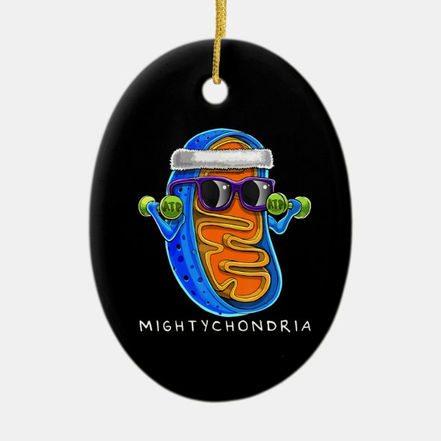 Mightychondria Cellular Biology Science Teacher Ceramic Tree Decoration (Front)