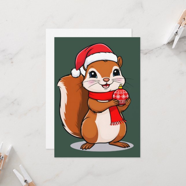 Mignon Christmas squirrel Invitation (Front/Back In Situ)