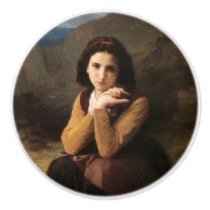 Mignon Innocence of Adolescent Girl, Bouguereau  Ceramic Knob
