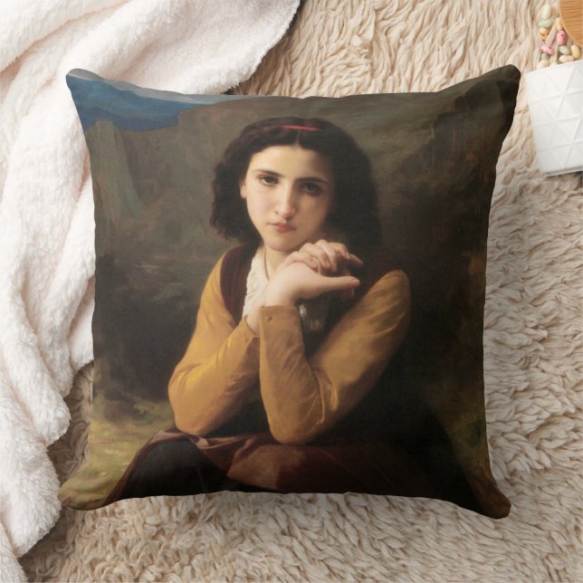 Mignon Innocence of Adolescent Girl, Bouguereau  Cushion (Blanket)