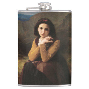 Mignon Innocence of Adolescent Girl, Bouguereau  Hip Flask