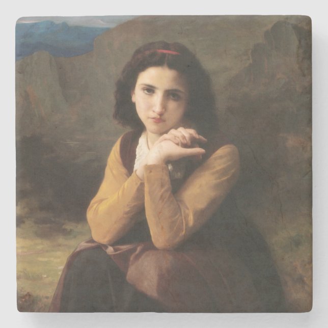 Mignon Innocence of Adolescent Girl, Bouguereau  Stone Coaster (Front)