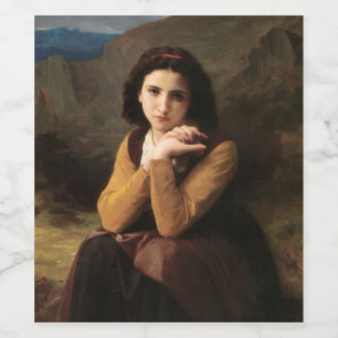 Mignon Innocence of Adolescent Girl, Bouguereau  Wine Label