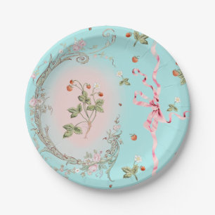 Mignonette Strawberries Aqua 7 inch plate