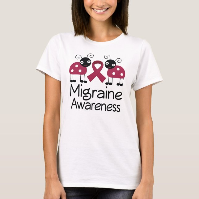 Migraine Awareness Burgundy Ribbon T-Shirt (Front)