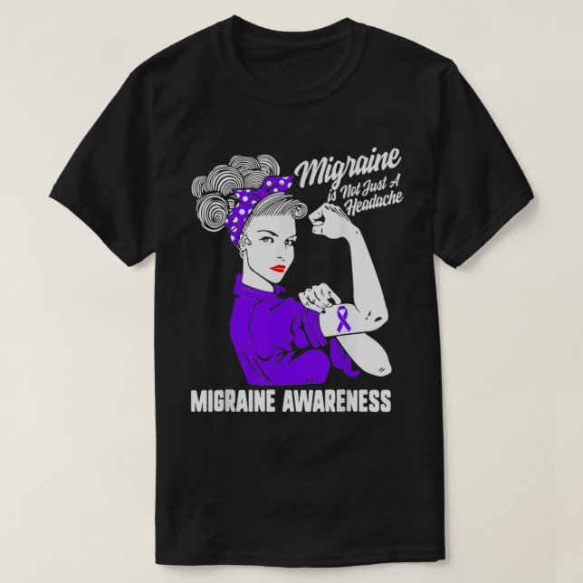 Migraine Awareness Not Just Headache Purple Strong T-Shirt (Design Front)