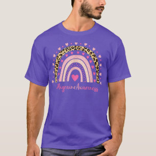 Migraine Awareness Pink Heart Leopard Rainbow Migr T-Shirt