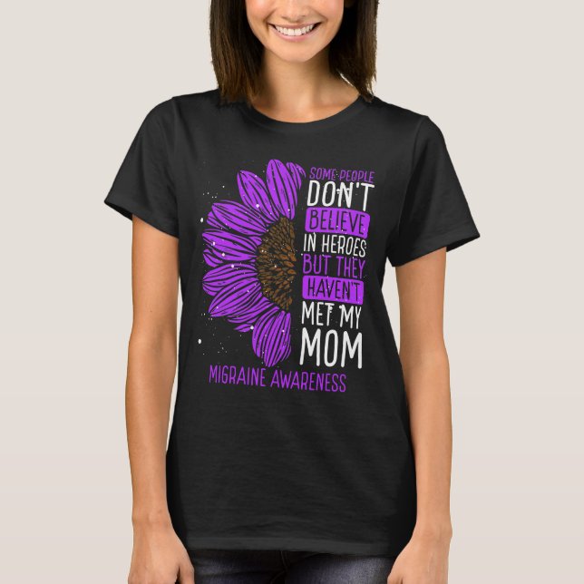 Migraine Awareness Ribbon Mom Warrior T-Shirt (Front)