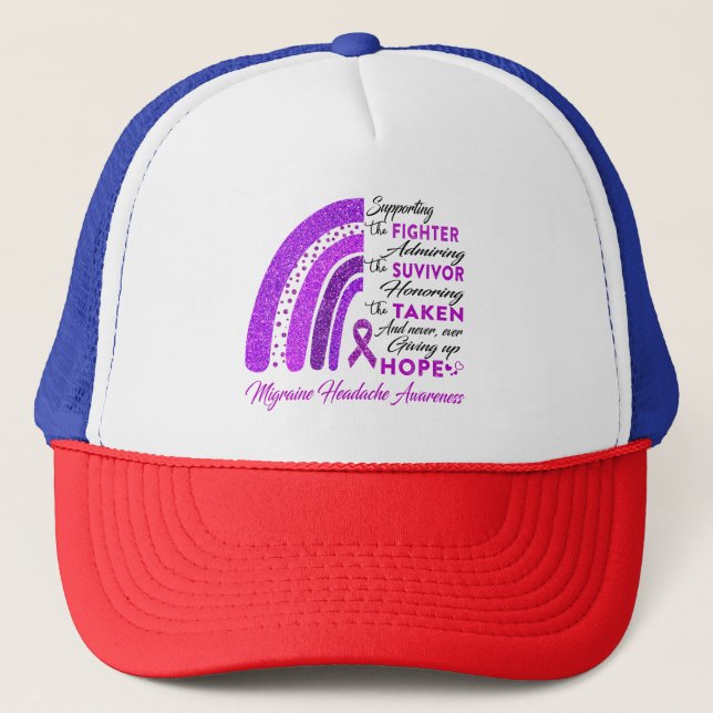 Migraine Headache Warrior Supporting Fighter Trucker Hat (Front)