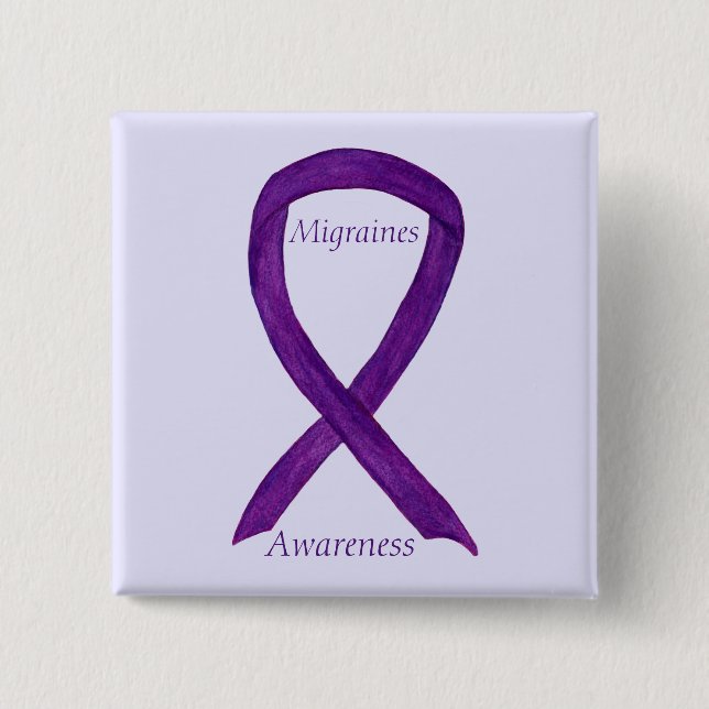 Migraines Awareness Ribbon Custom Pin (Front)