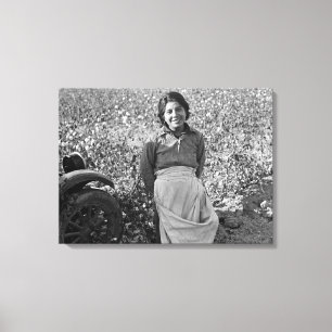 Migrant Worker in Cotton Field by Dorothea Lange Canvas Print