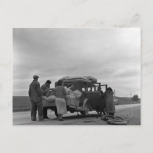 Migrants in 1936 with Take Problems Postcard