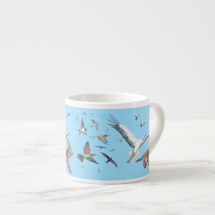 Migratory birds tracing their flights   espresso cup