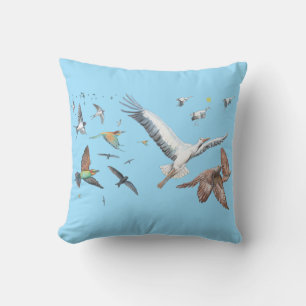 Migratory birds tracing their flights Illustration Cushion