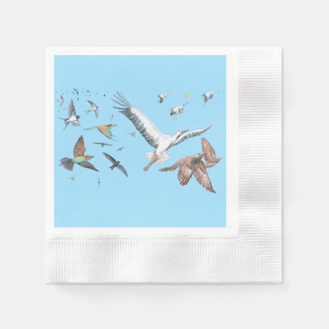 Migratory birds tracing their flights Illustration Napkin (Front)