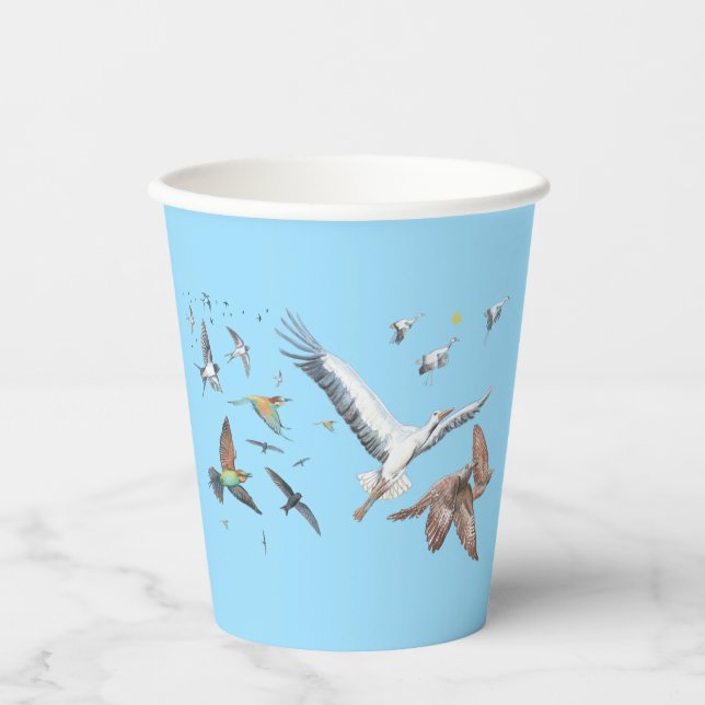 Migratory birds tracing their flights Illustration Paper Cups (Front)