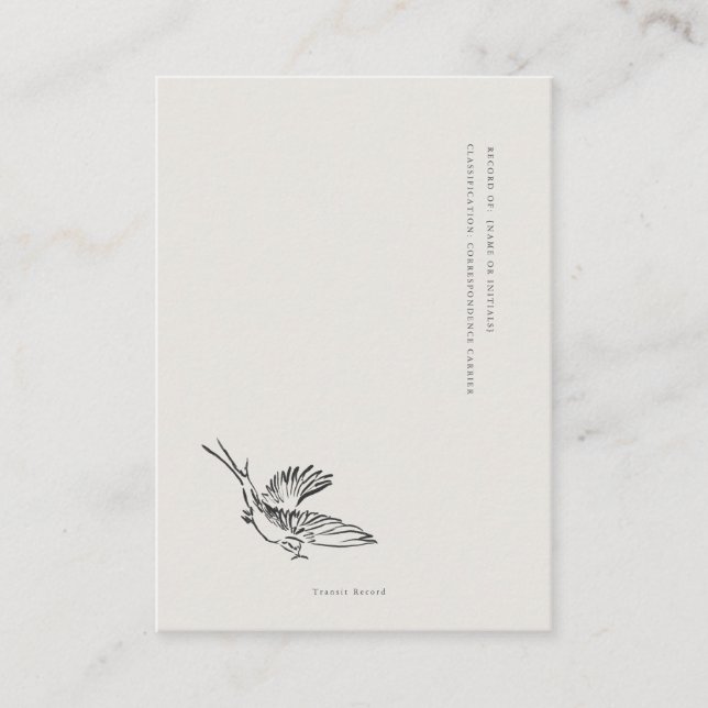 Migratory Swallow- Book Insert Enclosure Card (Front)