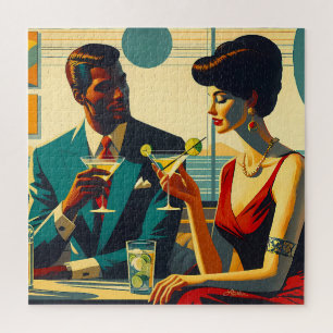 Miid Century Cocktail Party Couples - Captivated Jigsaw Puzzle
