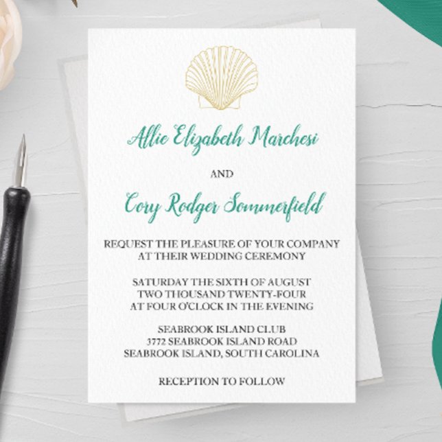 Miimalist Seashell Wedding Invitation (Creator Uploaded)