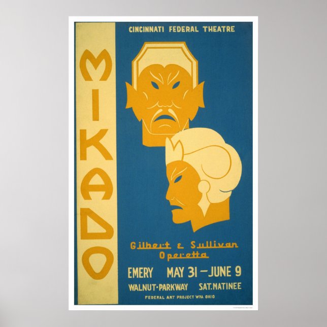 Mikado Gilbert Sullivan 1939 WPA Poster (Front)