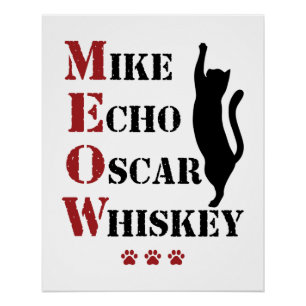 Mike Echo Oscar Whiskey MEOW Cat Poster