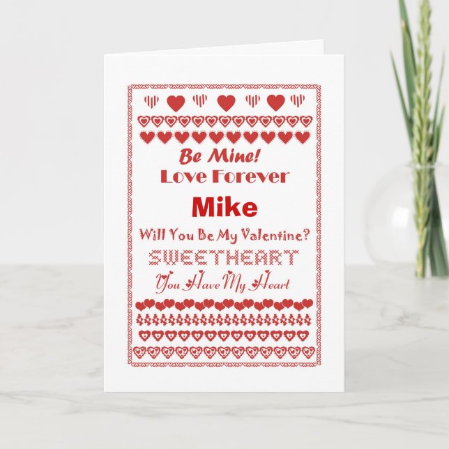 Mike Happy Valentine's Day Hearts Hearts Hearts Holiday Card (Front)