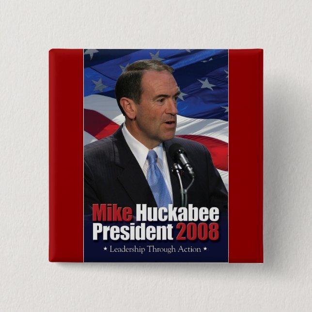 Mike Huckabee and Old Glory 15 Cm Square Badge (Front)