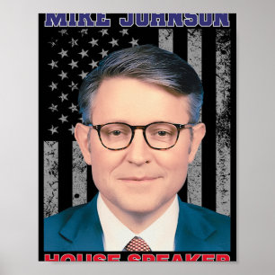 Mike Johnson New House Speaker American Usa Flag P Poster